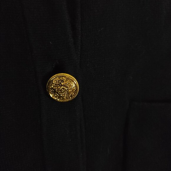 Loft 2024 Navy Gold Button Pale Blue Ruffle Collar Lady Cardigan Sweater Size - Picture 5 of 9